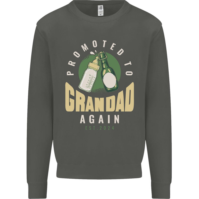 Promoted to Grandad Est. 2024 Kids Sweatshirt Jumper Storm Grey