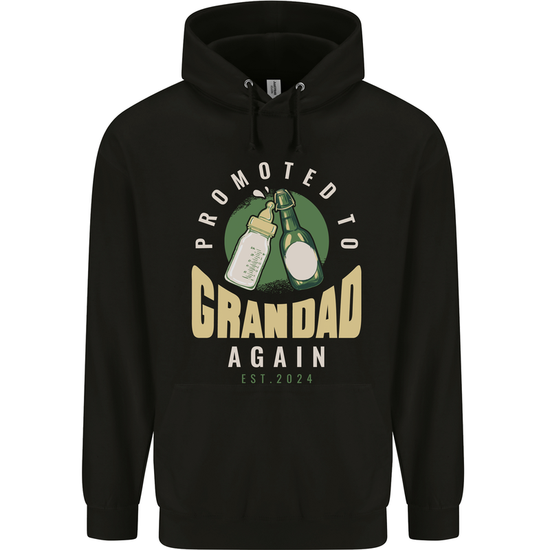 Promoted to Grandad Est. 2024 Mens 80% Cotton Hoodie Black