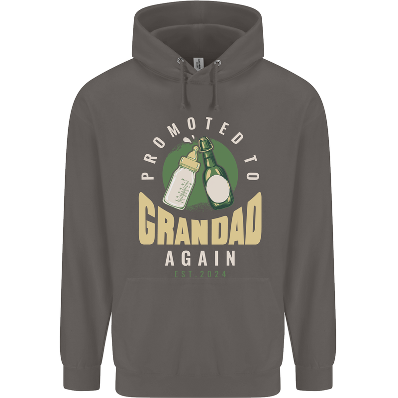 Promoted to Grandad Est. 2024 Mens 80% Cotton Hoodie Charcoal