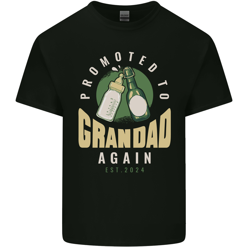 Promoted to Grandad Est. 2024 Mens Cotton T-Shirt Tee Top Black