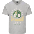 Promoted to Grandad Est. 2024 Mens V-Neck Cotton T-Shirt Sports Grey