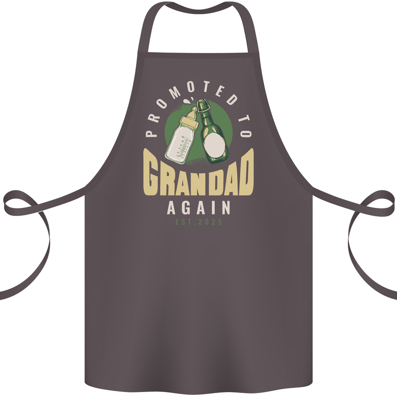 Promoted to Grandad Est. 2025 Cotton Apron 100% Organic Dark Grey