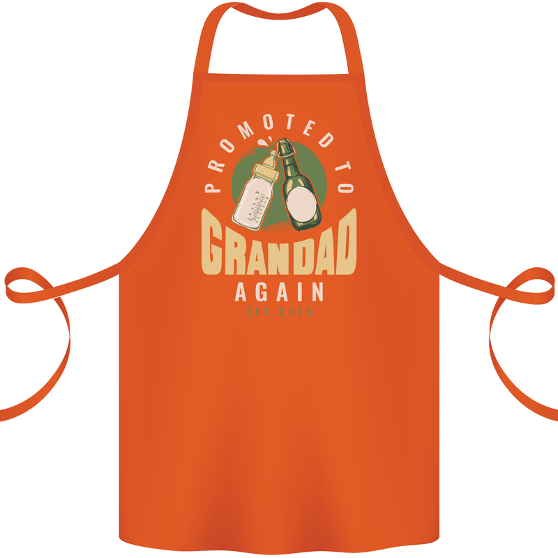 Promoted to Grandad Est. 2025 Cotton Apron 100% Organic Orange