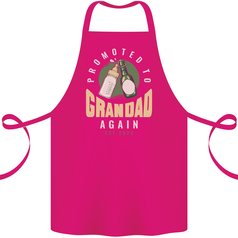 Promoted to Grandad Est. 2025 Cotton Apron 100% Organic Pink