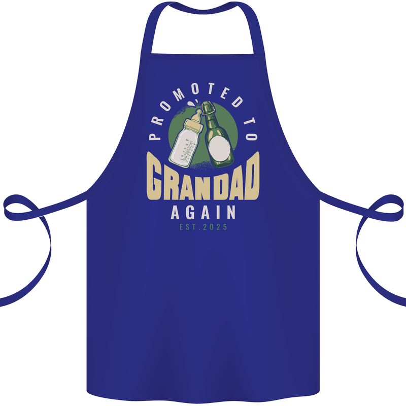 Promoted to Grandad Est. 2025 Cotton Apron 100% Organic Royal Blue