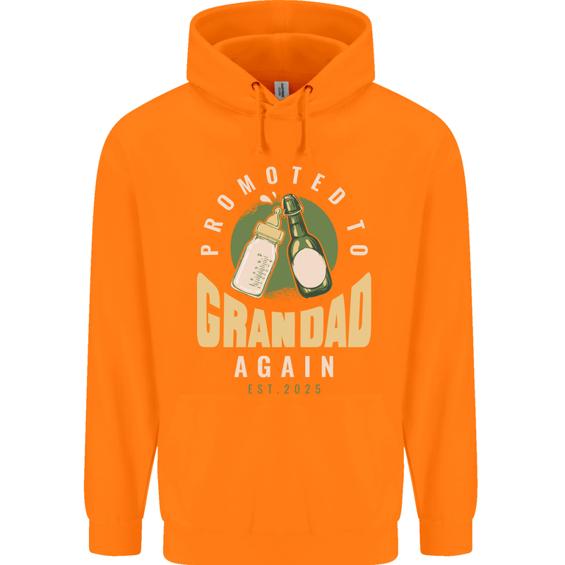 Promoted to Grandad Est. 2025 Mens 80% Cotton Hoodie Orange