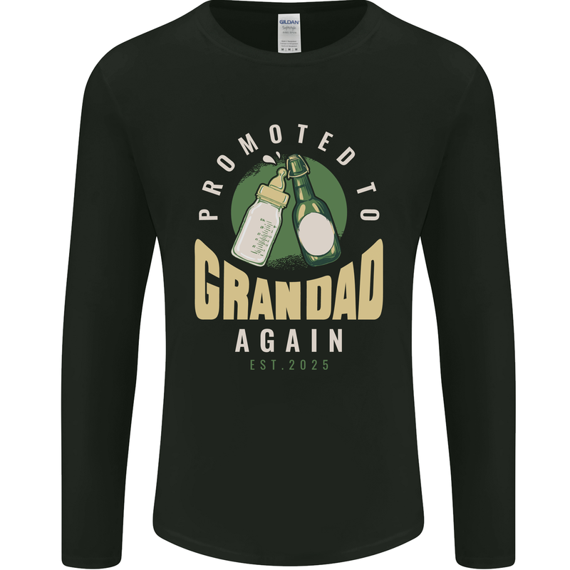 Promoted to Grandad Est. 2025 Mens Long Sleeve T-Shirt Black