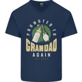 Promoted to Grandad Est. 2025 Mens V-Neck Cotton T-Shirt Navy Blue