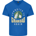 Promoted to Grandad Est. 2025 Mens V-Neck Cotton T-Shirt Royal Blue