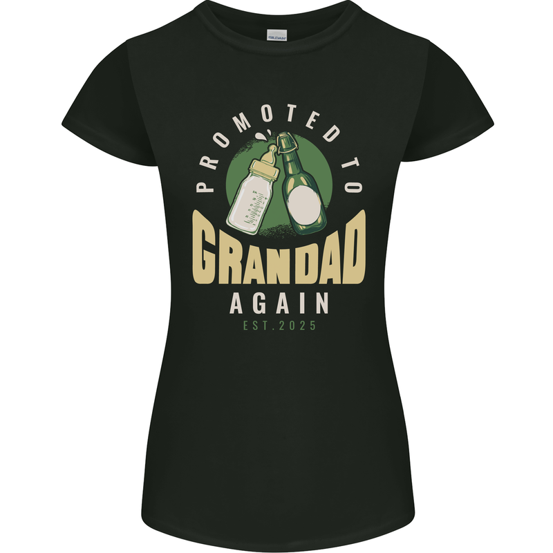 Promoted to Grandad Est. 2025 Womens Petite Cut T-Shirt Black