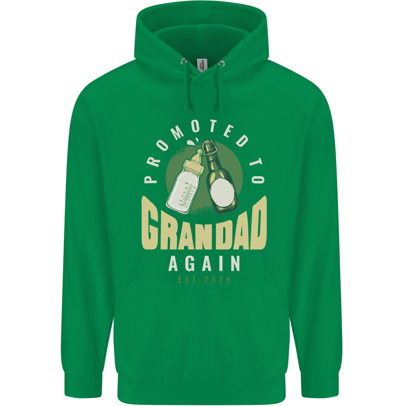Promoted to Grandad Est. 2026 Childrens Kids Hoodie Irish Green