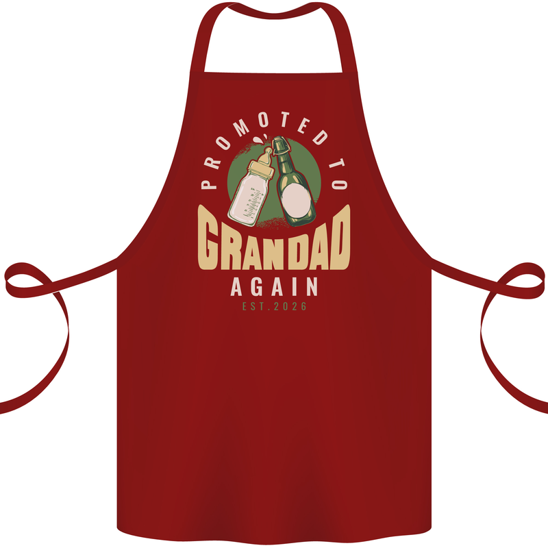 Promoted to Grandad Est. 2026 Cotton Apron 100% Organic Maroon