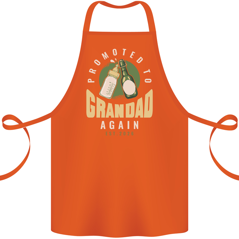 Promoted to Grandad Est. 2026 Cotton Apron 100% Organic Orange