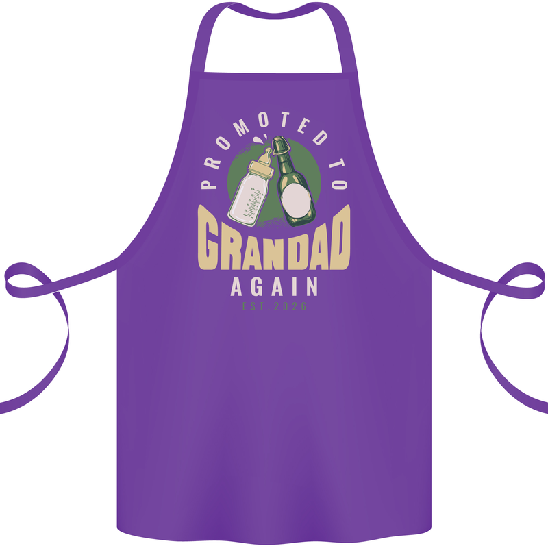 Promoted to Grandad Est. 2026 Cotton Apron 100% Organic Purple