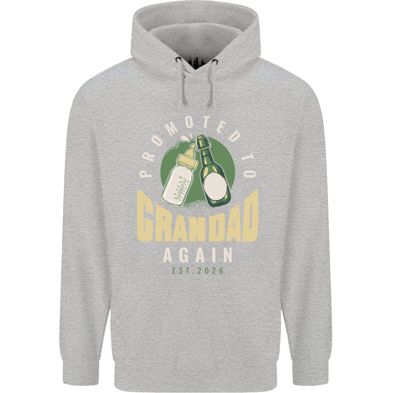 Promoted to Grandad Est. 2026 Mens 80% Cotton Hoodie Sports Grey