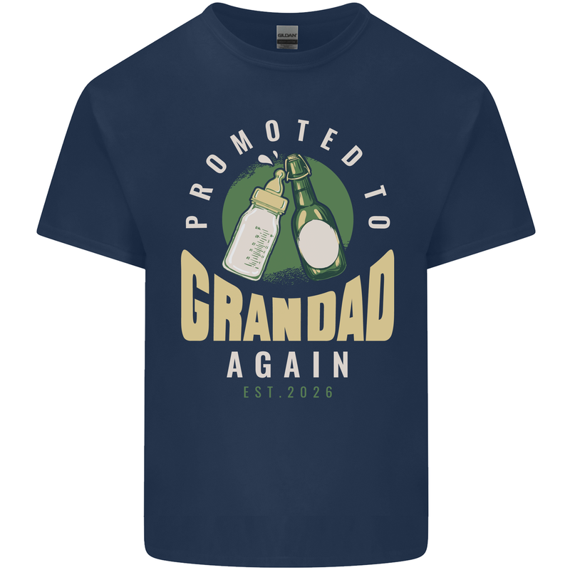 Promoted to Grandad Est. 2026 Mens Cotton T-Shirt Tee Top Navy Blue