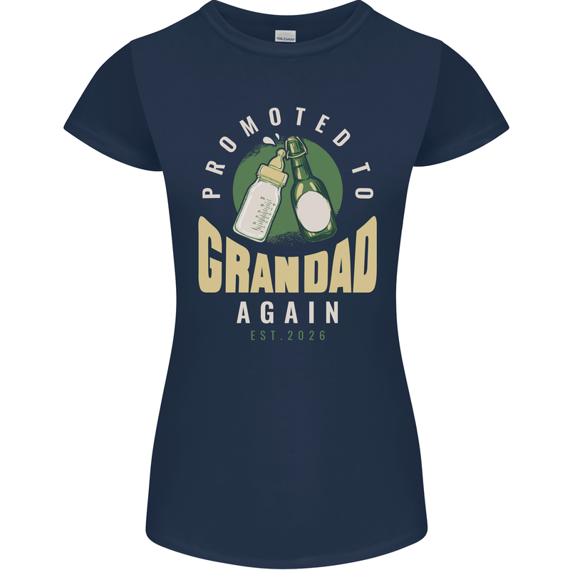 Promoted to Grandad Est. 2026 Womens Petite Cut T-Shirt Navy Blue