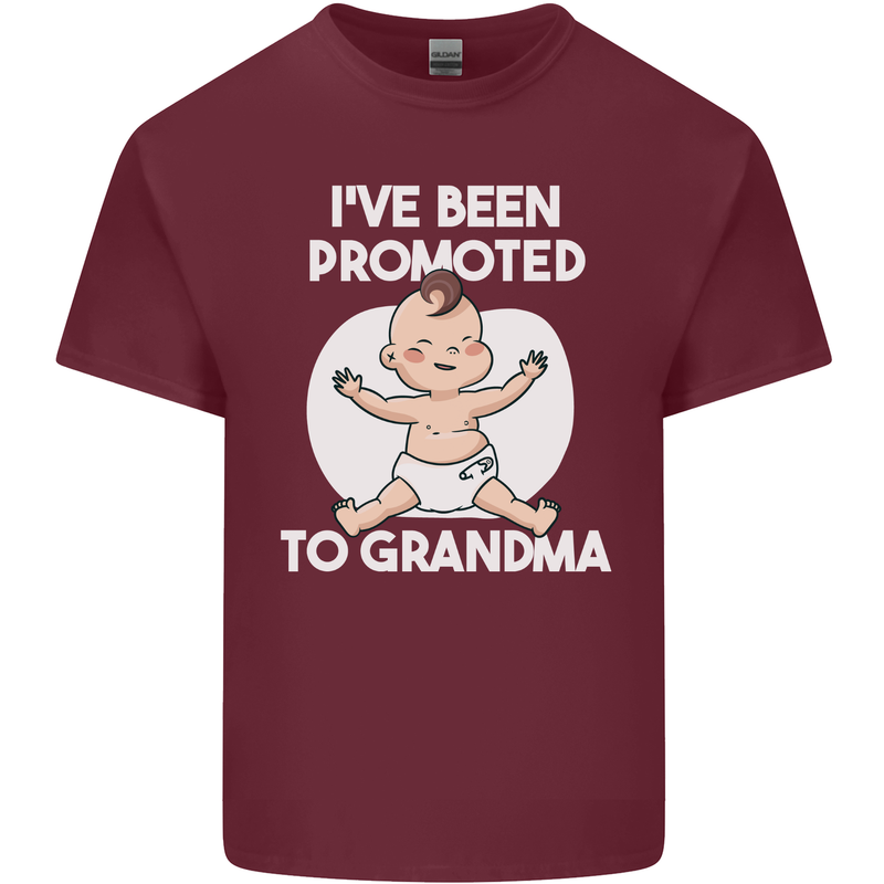 Promoted to Grandma Funny Baby Boy Girl Mens Cotton T-Shirt Tee Top Maroon