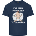 Promoted to Grandma Funny Baby Boy Girl Mens Cotton T-Shirt Tee Top Navy Blue