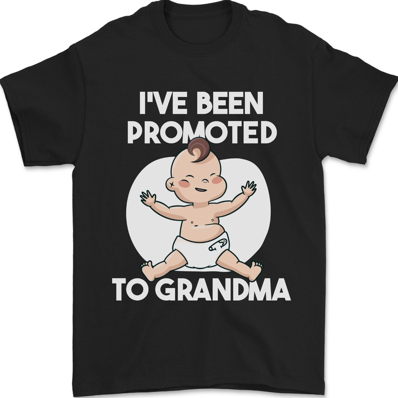 Promoted to Grandma Funny Baby Boy Girl Mens T-Shirt 100% Cotton Black