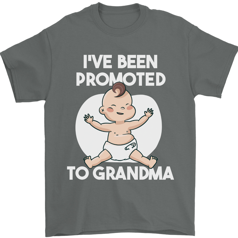 Promoted to Grandma Funny Baby Boy Girl Mens T-Shirt 100% Cotton Charcoal