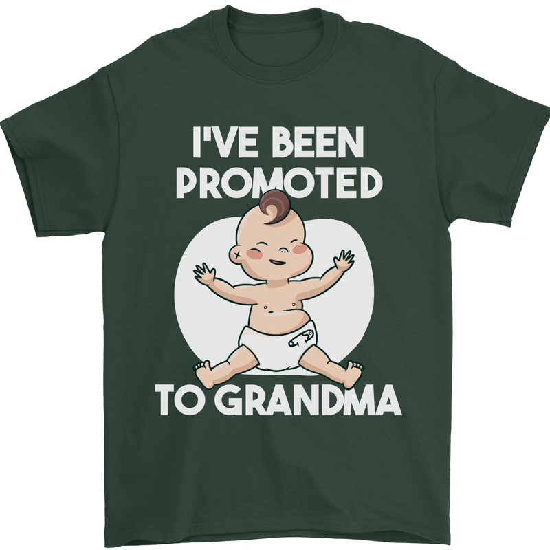Promoted to Grandma Funny Baby Boy Girl Mens T-Shirt 100% Cotton Forest Green
