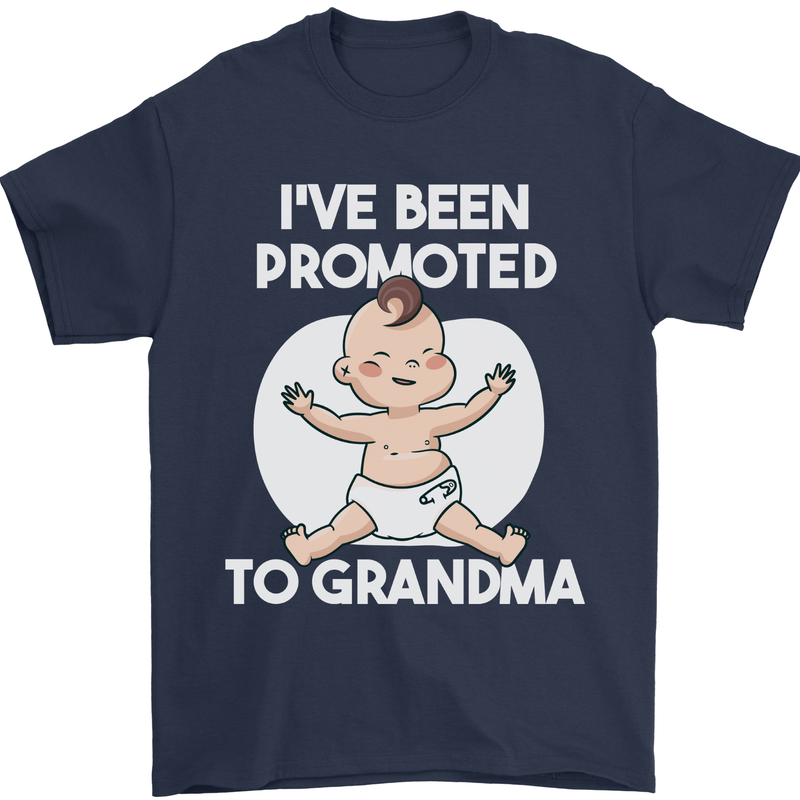 Promoted to Grandma Funny Baby Boy Girl Mens T-Shirt 100% Cotton Navy Blue