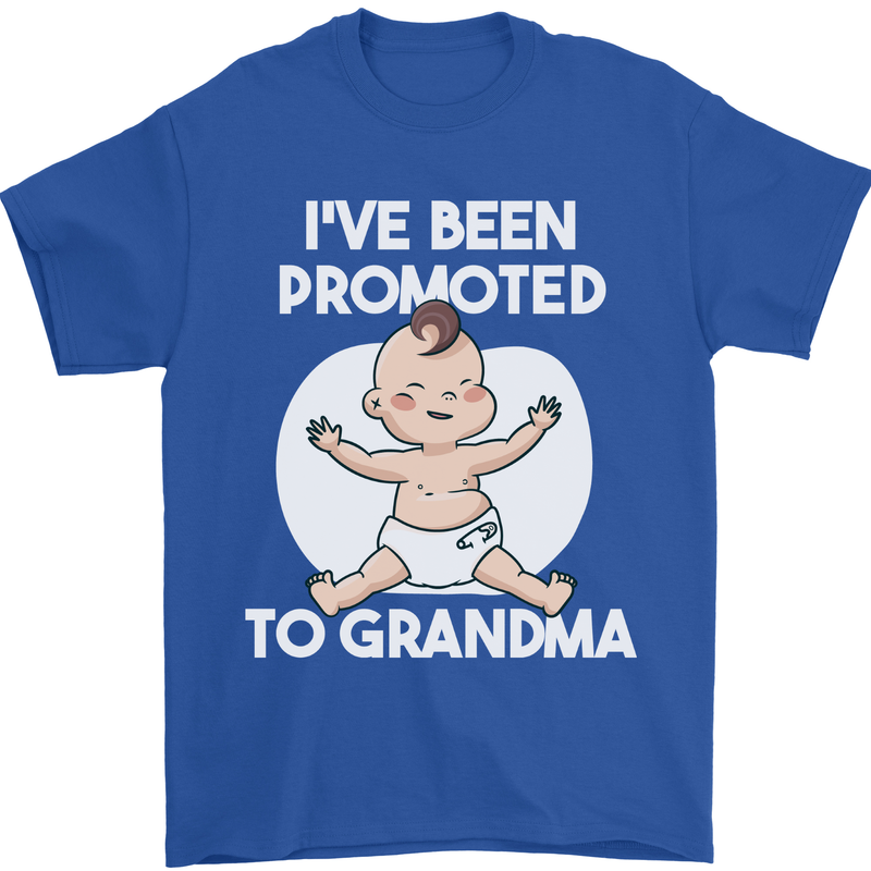 Promoted to Grandma Funny Baby Boy Girl Mens T-Shirt 100% Cotton Royal Blue