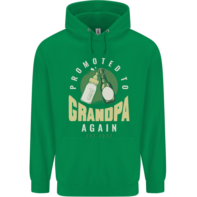 Promoted to Grandpa Est. 2022 Childrens Kids Hoodie Irish Green