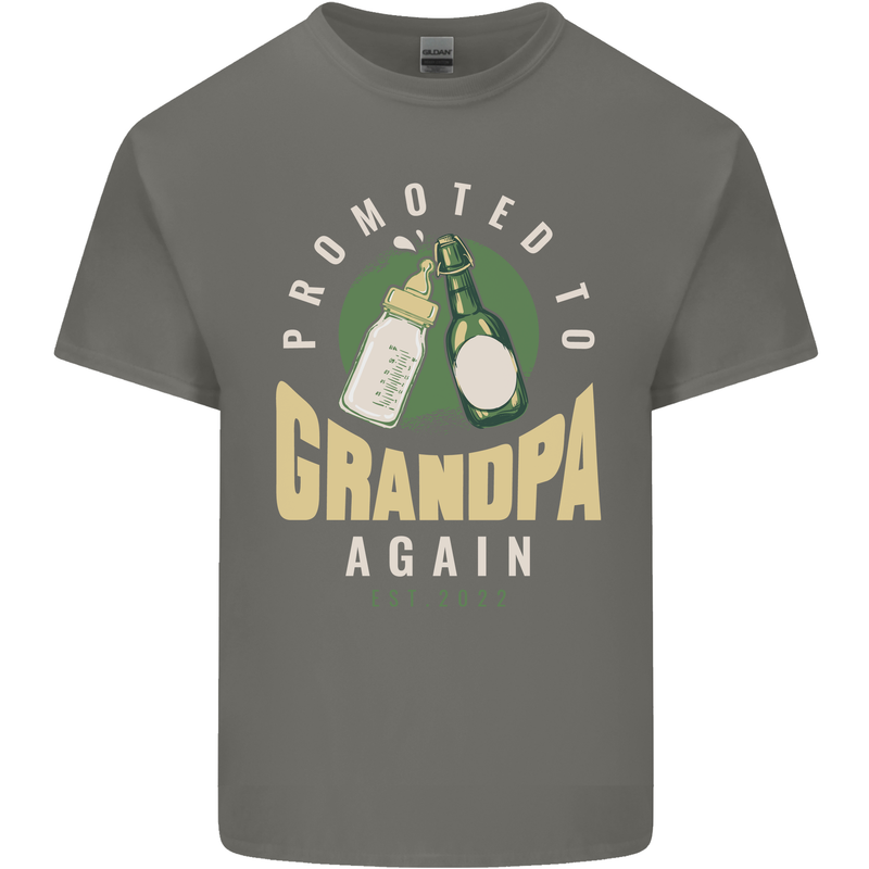 Promoted to Grandpa Est. 2022 Mens Cotton T-Shirt Tee Top Charcoal