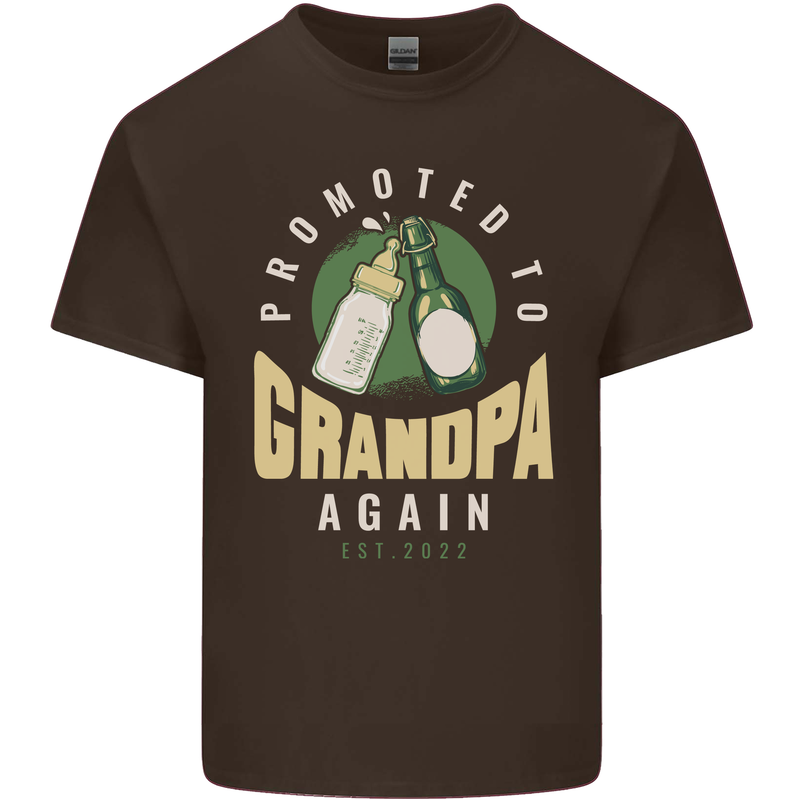 Promoted to Grandpa Est. 2022 Mens Cotton T-Shirt Tee Top Dark Chocolate