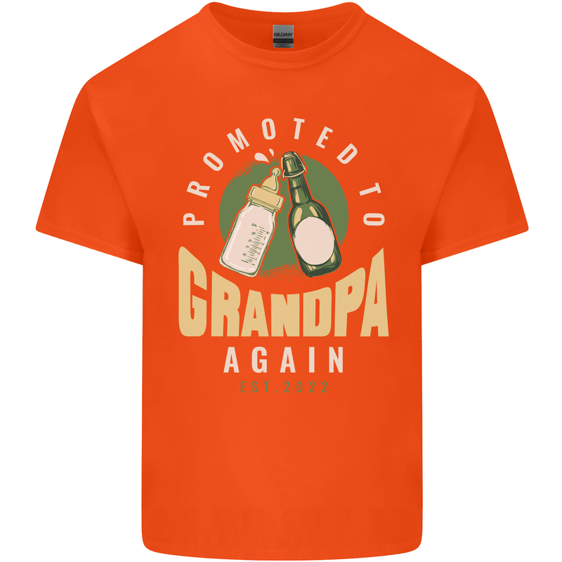 Promoted to Grandpa Est. 2022 Mens Cotton T-Shirt Tee Top Orange