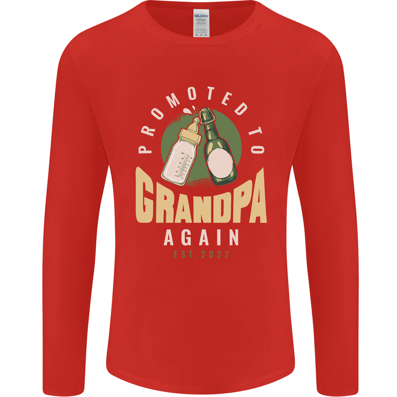 Promoted to Grandpa Est. 2022 Mens Long Sleeve T-Shirt Red