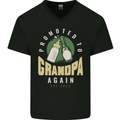 Promoted to Grandpa Est. 2022 Mens V-Neck Cotton T-Shirt Black