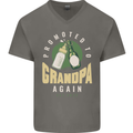Promoted to Grandpa Est. 2022 Mens V-Neck Cotton T-Shirt Charcoal