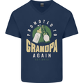 Promoted to Grandpa Est. 2022 Mens V-Neck Cotton T-Shirt Navy Blue