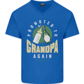 Promoted to Grandpa Est. 2022 Mens V-Neck Cotton T-Shirt Royal Blue