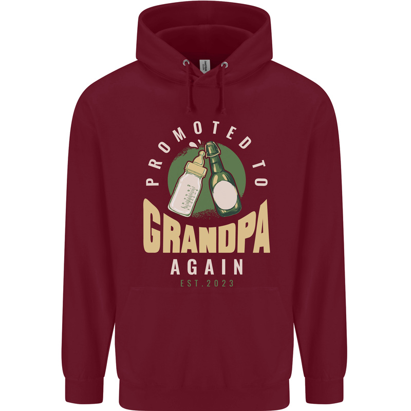 Promoted to Grandpa Est. 2023 Childrens Kids Hoodie Maroon