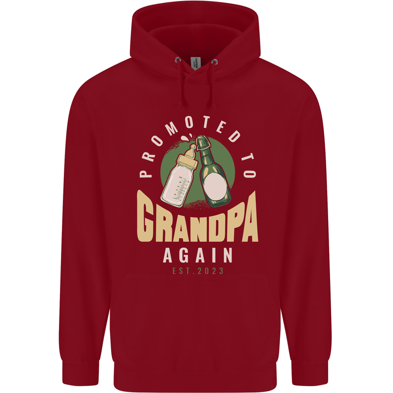 Promoted to Grandpa Est. 2023 Childrens Kids Hoodie Red