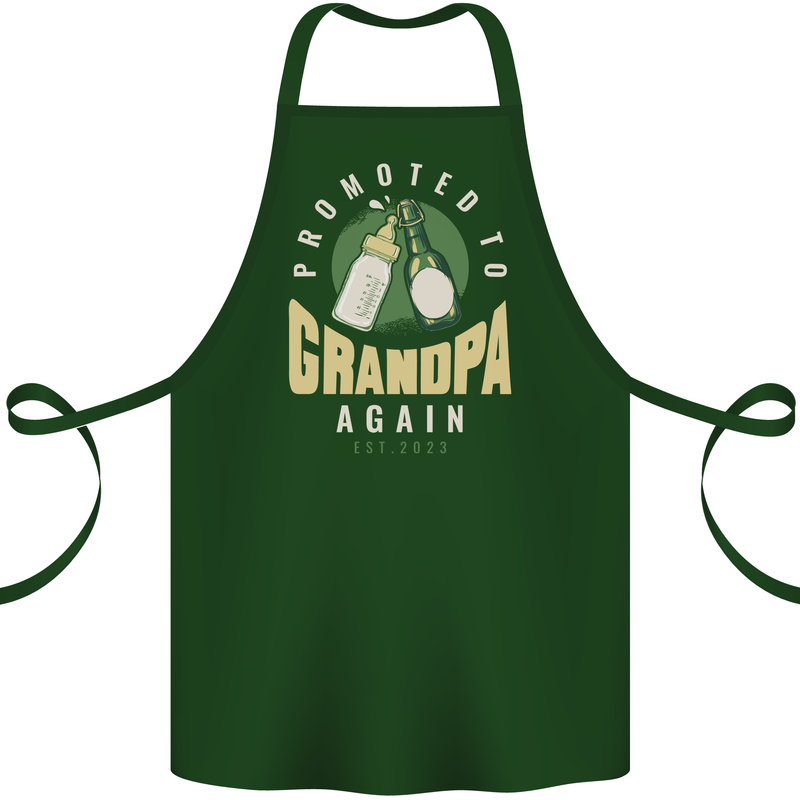 Promoted to Grandpa Est. 2023 Cotton Apron 100% Organic Forest Green