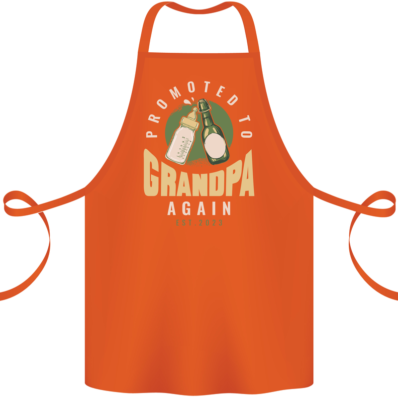 Promoted to Grandpa Est. 2023 Cotton Apron 100% Organic Orange