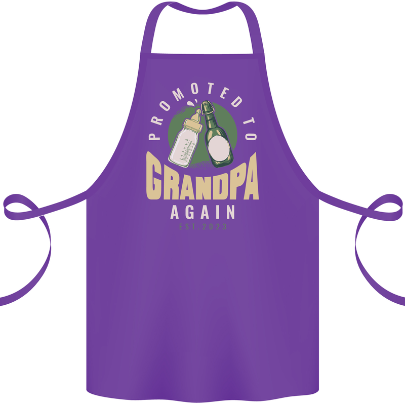 Promoted to Grandpa Est. 2023 Cotton Apron 100% Organic Purple