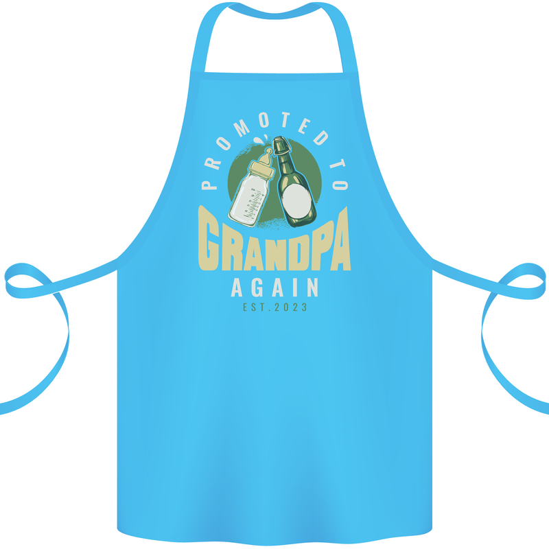 Promoted to Grandpa Est. 2023 Cotton Apron 100% Organic Turquoise