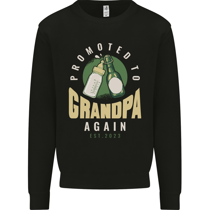 Promoted to Grandpa Est. 2023 Kids Sweatshirt Jumper Black