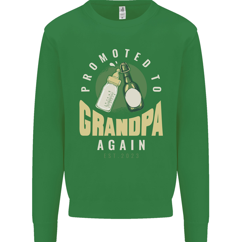 Promoted to Grandpa Est. 2023 Kids Sweatshirt Jumper Irish Green
