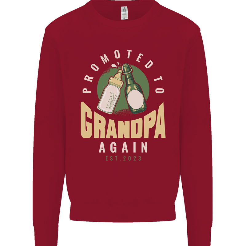 Promoted to Grandpa Est. 2023 Kids Sweatshirt Jumper Red
