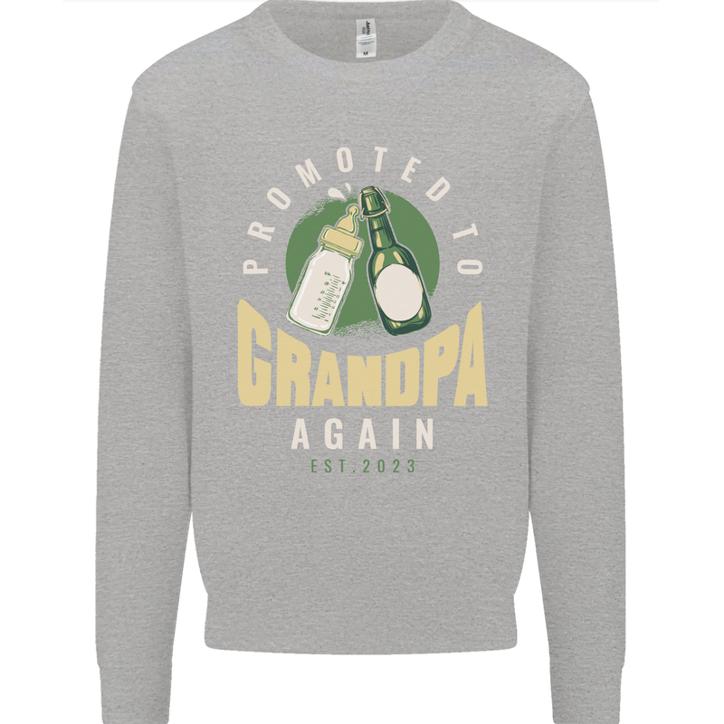 Promoted to Grandpa Est. 2023 Kids Sweatshirt Jumper Sports Grey