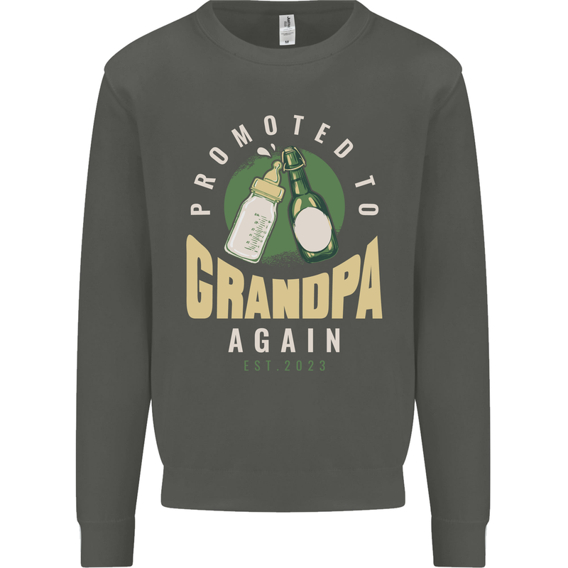 Promoted to Grandpa Est. 2023 Kids Sweatshirt Jumper Storm Grey