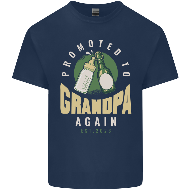 Promoted to Grandpa Est. 2023 Kids T-Shirt Childrens Navy Blue