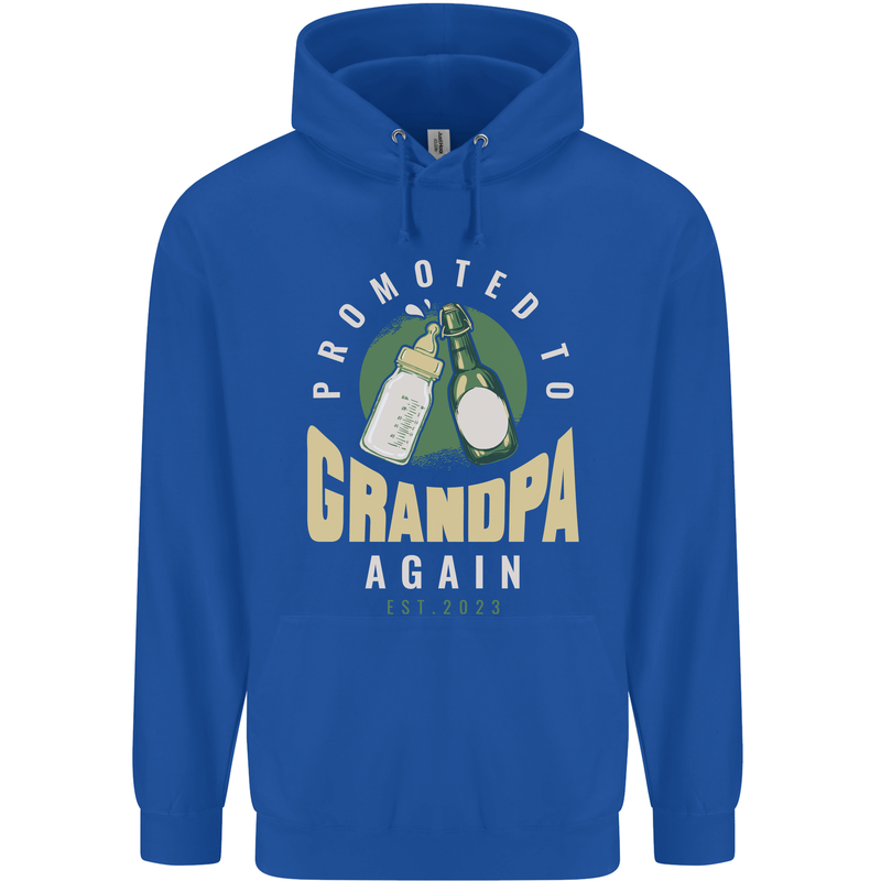 Promoted to Grandpa Est. 2023 Mens 80% Cotton Hoodie Royal Blue